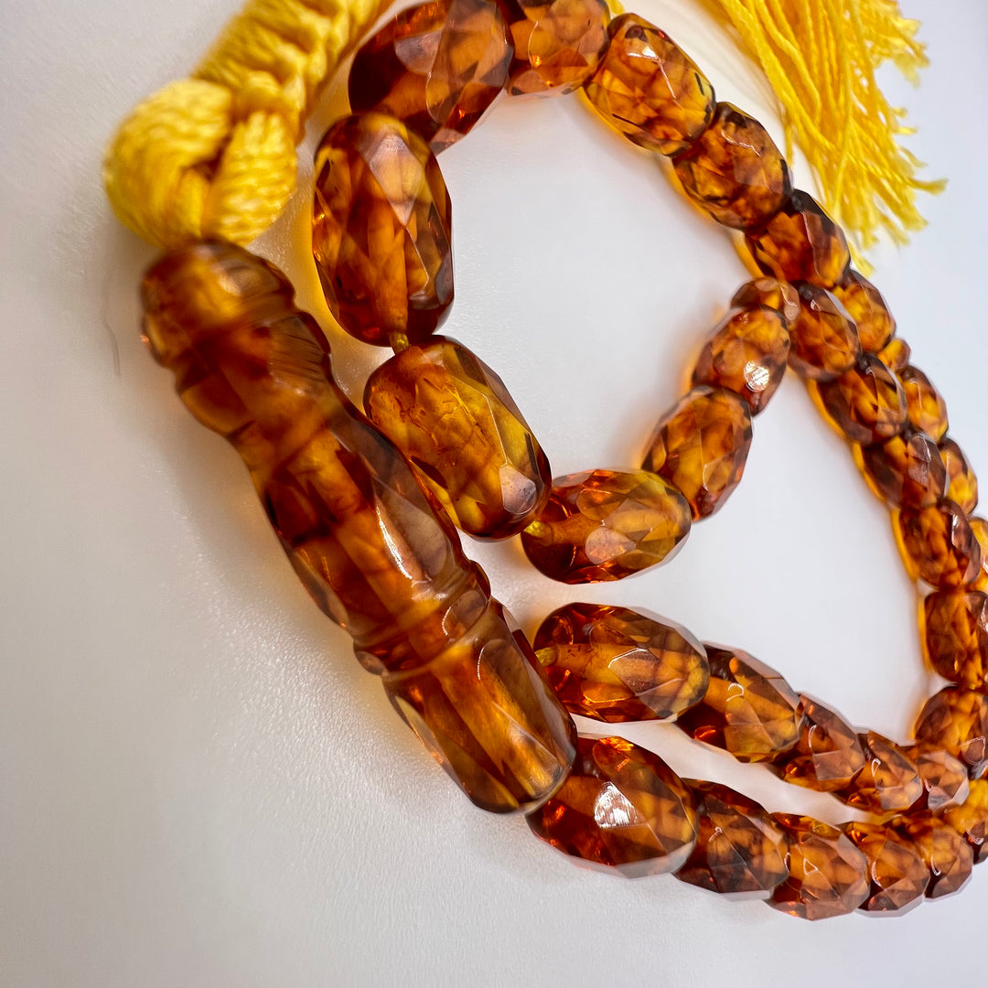 Oval Cut Pressed Amber Baltic Tasbih Beads - Al Ali Gems