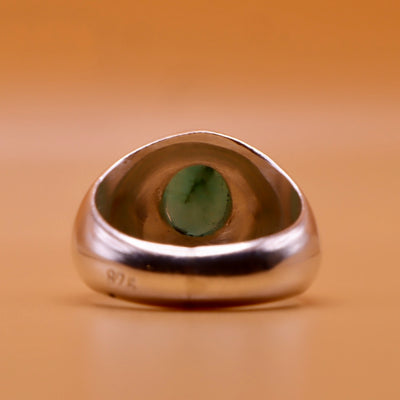 Handmade Persian Sterling Silver Ring with Emerald Gemstone - Al Ali Gems