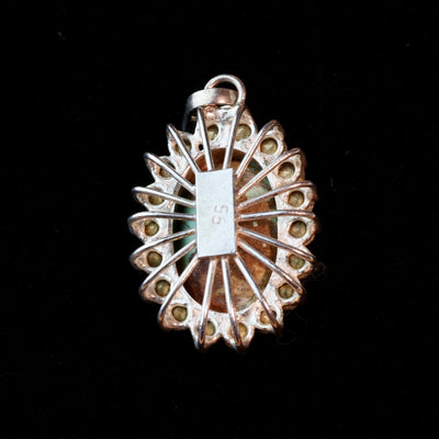 Green Neyshabur Turquoise Stone Pendant | Feroza Pendant with Cubic Zirconia - Al Ali Gems
