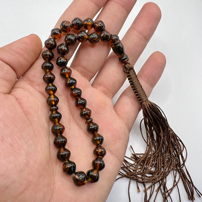 Small Round Cut Kahraman Amber Tasbih 33 Beads - Al Ali Gems