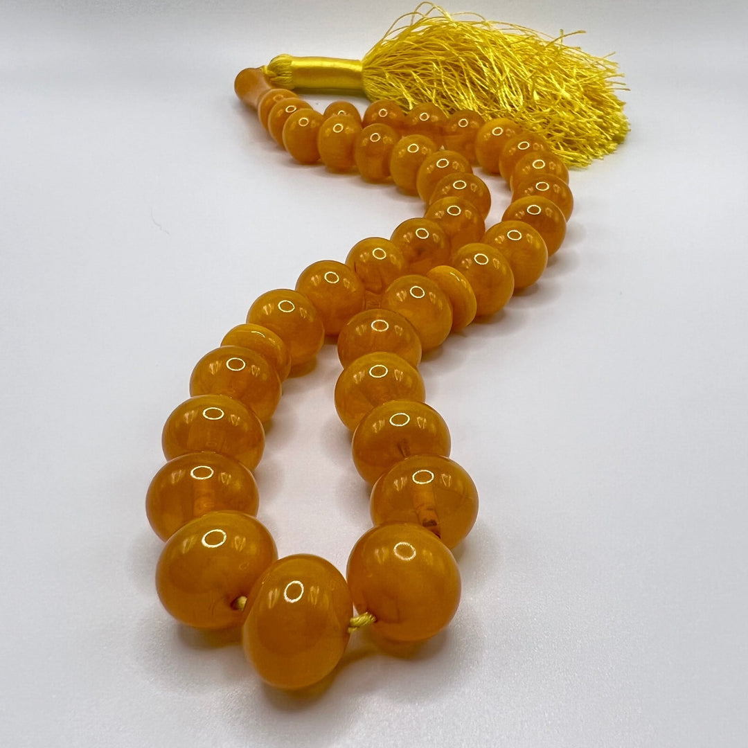 Clear Amber Sandalos Bakelite Tasbih سندلس بكلايت مسكي معرق قديم⁩⁩ - AlAliGems