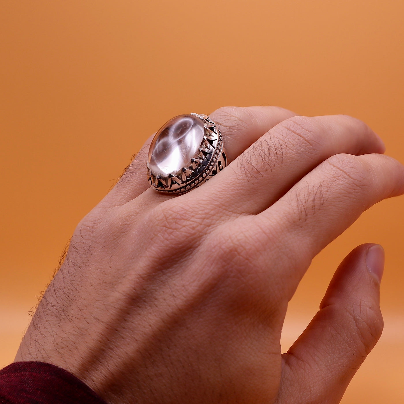 Clear Big Dur Al Najaf Stone Ring | خاتم در النجف الاصلي | Genuine Dur E Najaf Stone Ring | US Size 11.5 - Al Ali Gems