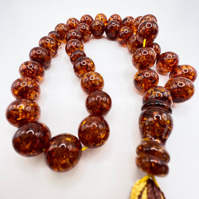 Round Shape Pressed Amber Baltic Tasbih Beads - Al Ali Gems