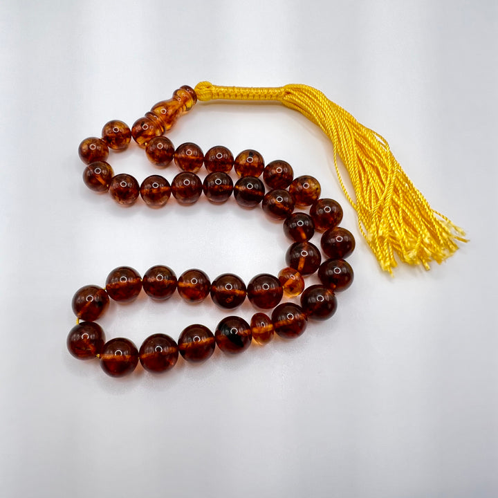 Pressed Amber Baltic Tasbih Beads Dark - Al Ali Gems