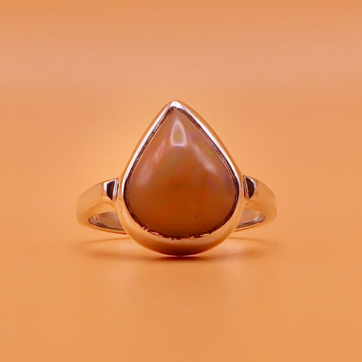 Handmade Tear Drop Opal Ring For Ladies | Natural Australian Opal Stone Ring | US Size 6 - AlAliGems