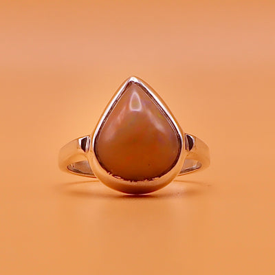 Handmade Tear Drop Opal Ring For Ladies | Natural Australian Opal Stone Ring | US Size 6 - AlAliGems