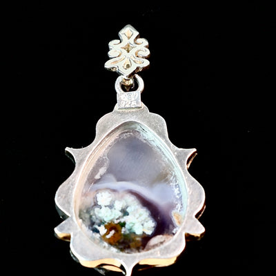 Teardrop Yemeni Shajari Aqeeq Stone Pendant | Handmade Sterling Silver | قلادة عقيق يماني شجري طبيعي⁩ - AlAliGems
