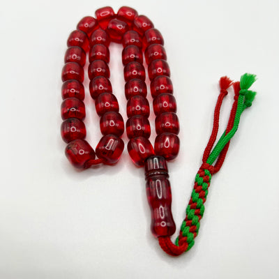 Vintage Old Oval Red Bakelite Tasbih Sandeloos Tasbih - سبحة بكلايت الماني احمر قديم⁩⁩ - Al Ali Gems