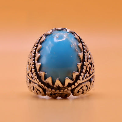 Genuine Persian Feroza Turquoise Ring - AlAliGems