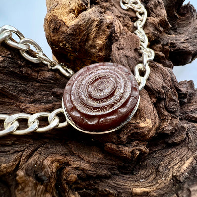Ayatul Kursi Engraved Yemeni Aqeeq Stone Bracelet | Hand Carved Stone And Sterling Silver Bracelet - Al Ali Gems