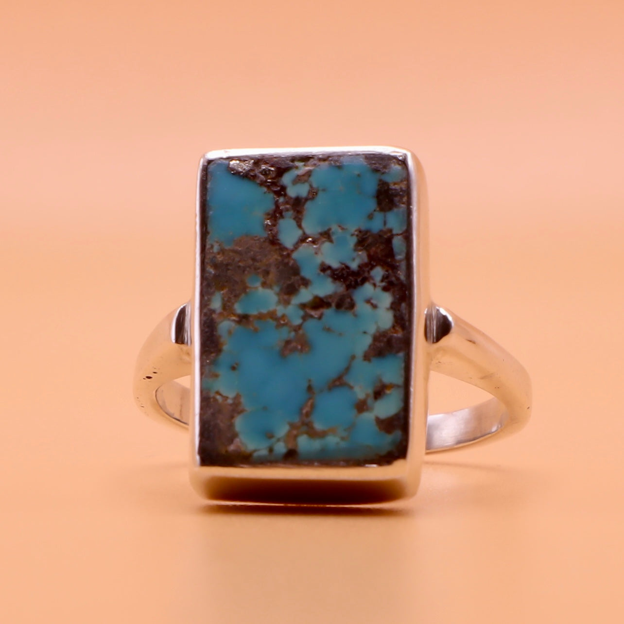 Nishapuri Feroza Ring | Genuine Persian Turquoise Sterling Silver Ring with Unisex US Size 6.5 - AlAliGems