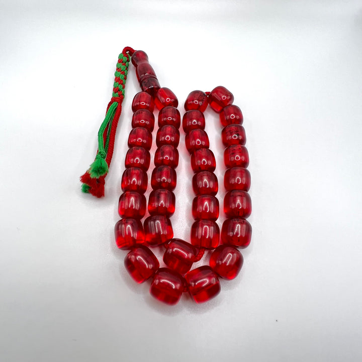 Vintage Old Oval Red Bakelite Tasbih Sandeloos Tasbih - سبحة بكلايت الماني احمر قديم⁩⁩ - Al Ali Gems