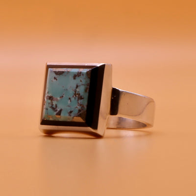 Aqeeq and Nishapuri Feroza Ring | Hirz Jawad Inside | Real Nyshapur Turquoise Stone US Size 10 - Al Ali Gems