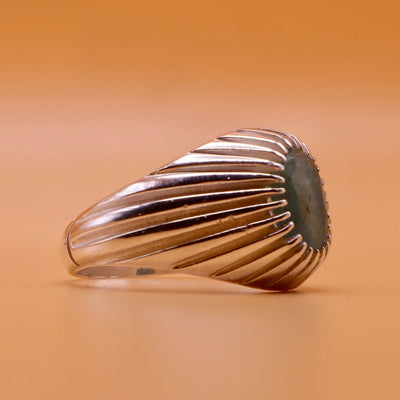 Handmade Persian Sterling Silver Ring with Emerald Stone - Al Ali Gems