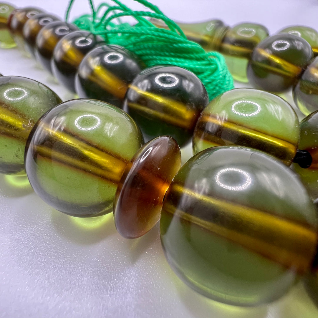 Round Olive Bakelite Tasbih Prayer Beads / سبحة بكلايت - AlAliGems