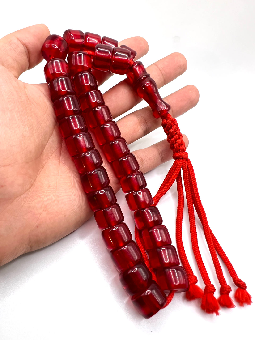 Vintage Old Red Bakelite Tasbih Sandeloos Tasbih - سبحة بكلايت الماني احمر قديم - Al Ali Gems