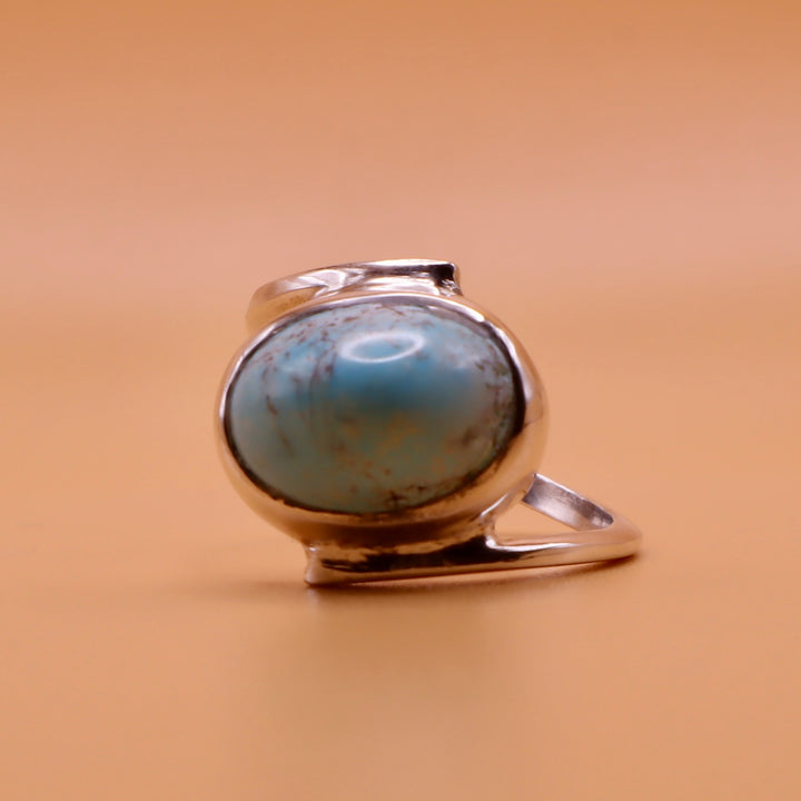 Nishapuri Feroza Ring for Ladies | Genuine Persian Turquoise Sterling Silver Ring with Unisex US Size 8 - AlAliGems