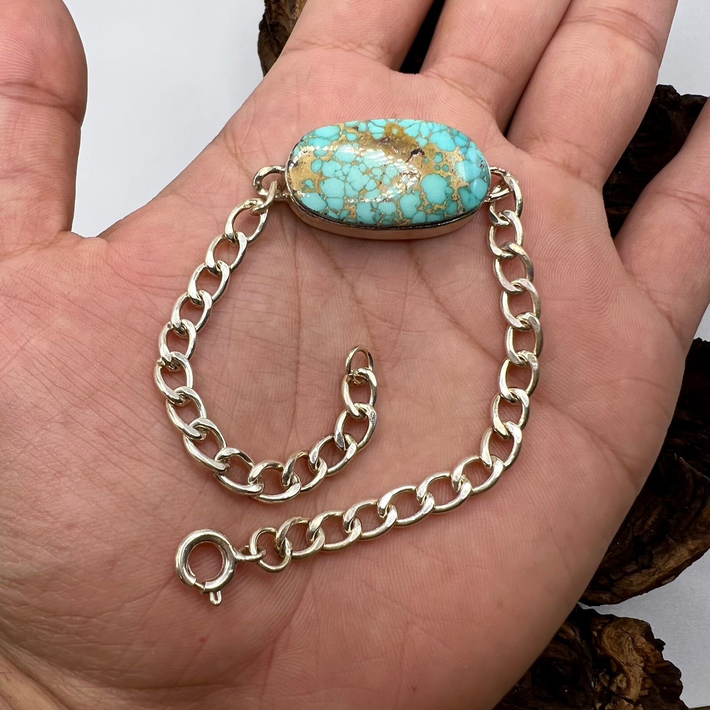Iranian Turquoise Feroza Stone Bracelet | Original Nishapuri Feroza Stone - Al Ali Gems