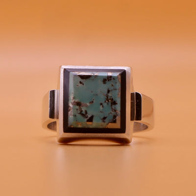 Aqeeq and Nishapuri Feroza Ring | Hirz Jawad Inside | Real Nyshapur Turquoise Stone US Size 10 - Al Ali Gems