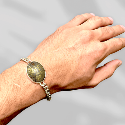 Hadeed e chini Braceelt hadeed stone Sang e Hadeed | AlAliGems | Hematite Silver Islamic Bracelet Size 8" - Al Ali Gems