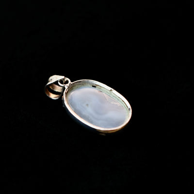 Oval Yemeni Shajari Aqeeq Stone Pendant | Handmade Sterling Silver | قلادة عقيق يماني شجري طبيعي⁩⁩⁩⁩⁩ - AlAliGems