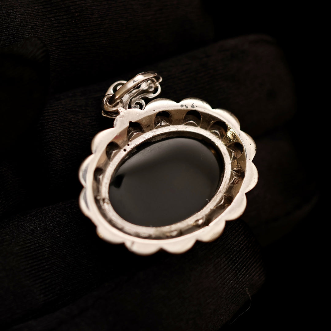 Black Yemeni Jazaa Aqeeq Stone Pendant Engraved (Ya Hay Ya Qayoom) - Al Ali Gems