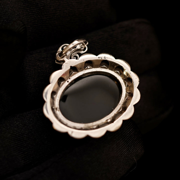 Black Yemeni Jazaa Aqeeq Stone Pendant Engraved (Ya Hay Ya Qayoom) - Al Ali Gems