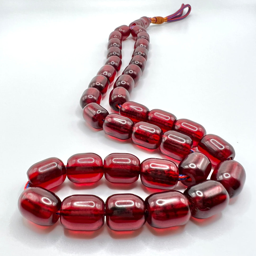 Vintage Oval Red Bakelite Tasbih Sandeloos Tasbih - سبحة بكلايت الماني احمر قديم⁩ - Al Ali Gems