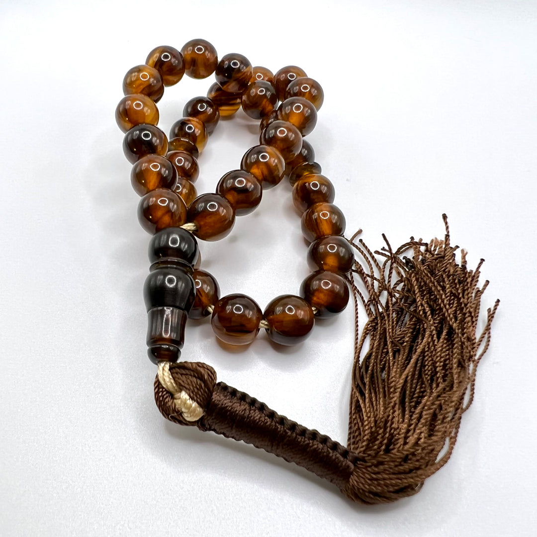 Round Amber Sandalos Bakelite Tasbih سندلس بكلايت كهرماني⁩⁩⁩ - AlAliGems