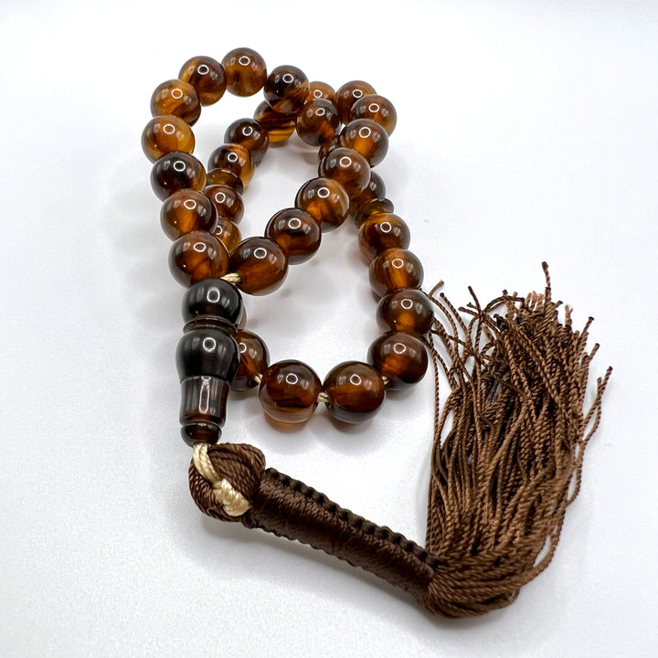 Round Amber Sandalos Bakelite Tasbih سندلس بكلايت كهرماني⁩⁩⁩ - AlAliGems