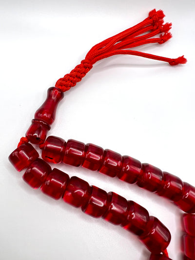 Vintage Old Red Bakelite Tasbih Sandeloos Tasbih - سبحة بكلايت الماني احمر قديم - Al Ali Gems