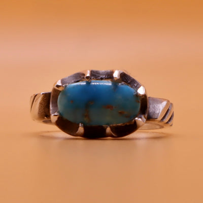 Genuine Persian Feroza Turquoise Ring | Handmade Sterling Silver Ring - AlAliGems