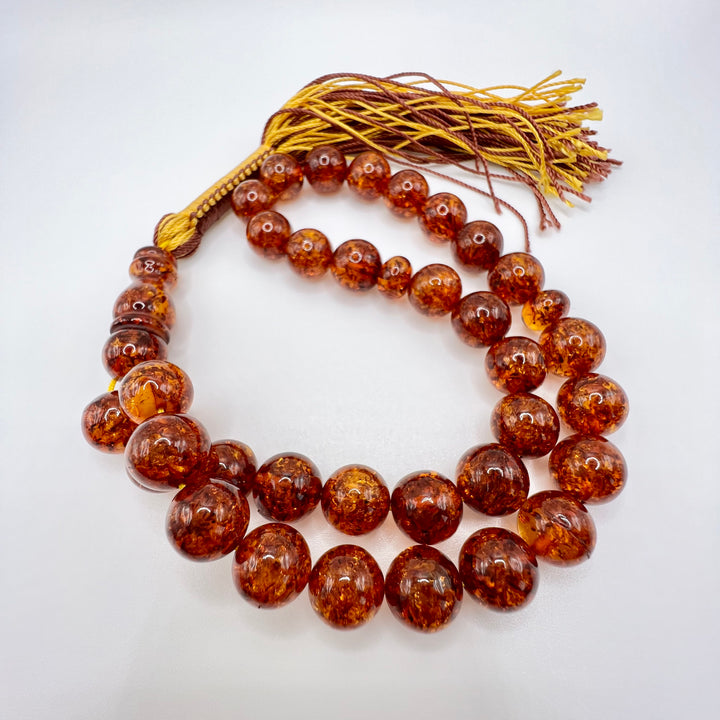 Round Shape Pressed Amber Baltic Tasbih Beads - Al Ali Gems