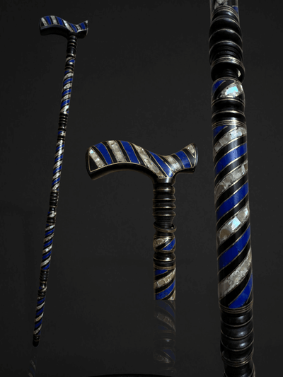 Walking Cane | Handmade with Natural Lapis & Seashells stones - AlAliGems