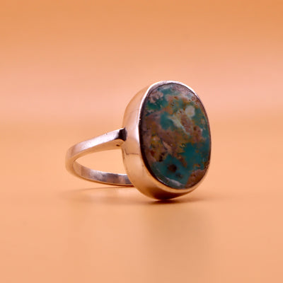 Nishapuri Feroza Ring for Ladies | Genuine Persian Turquoise Sterling Silver Ring with Unisex US Size 8 - AlAliGems