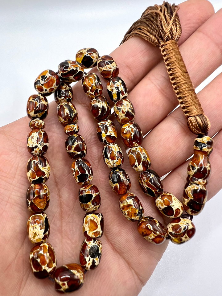 Pressed Kahraman Baltic Amber Tasbih 33 Beads - Al Ali Gems