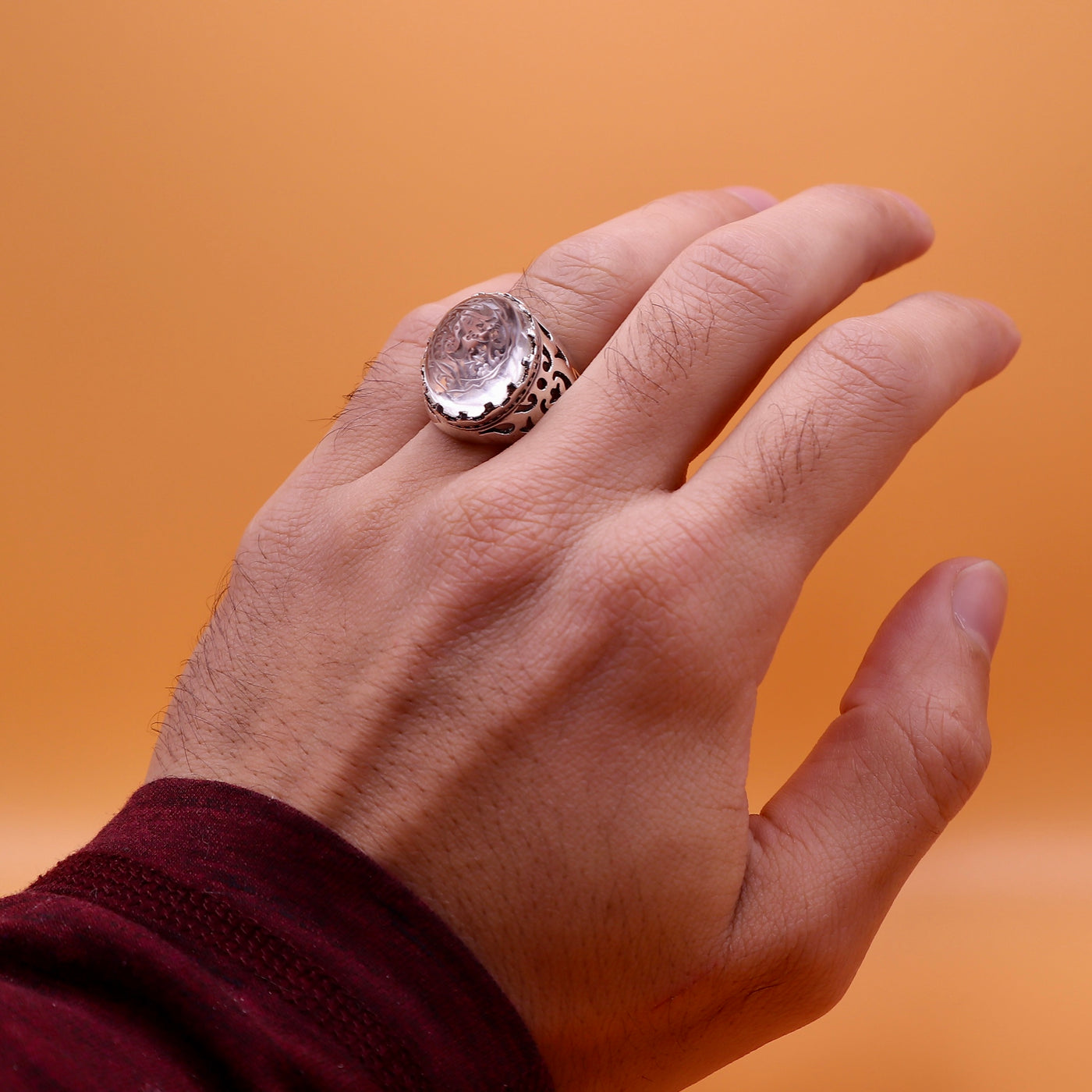 Ya Haider Engraved Dur Najaf Ring | خاتم در النجف الاصلي | Genuine Dur E Najaf Stone Ring | Engraved Ya Haider | US Size 10.5 - Al Ali Gems