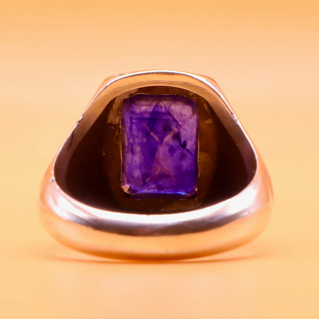 Handmade Engraved Sapphire Ring | Engraved Ya Aba Alfazil Alabbas | US Size 12 - Al Ali Gems