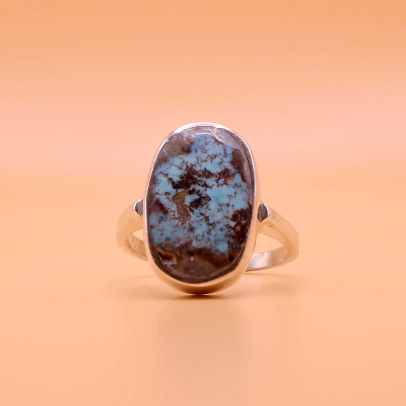 Nishapuri Feroza Ring | Genuine Persian Turquoise Sterling Silver Ring with Unisex US Size 7.5 - AlAliGems