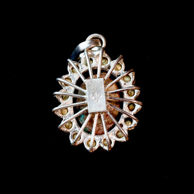 Oval Blue Neyshabur Turquoise Stone Pendant | Feroza Pendant with Cubic Zirconia - Al Ali Gems