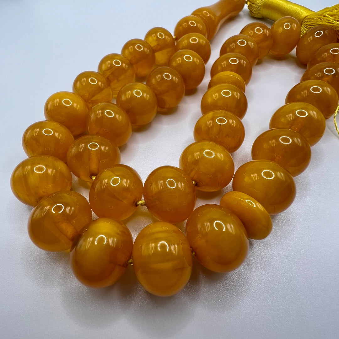 Clear Amber Sandalos Bakelite Tasbih سندلس بكلايت مسكي معرق قديم⁩⁩ - AlAliGems