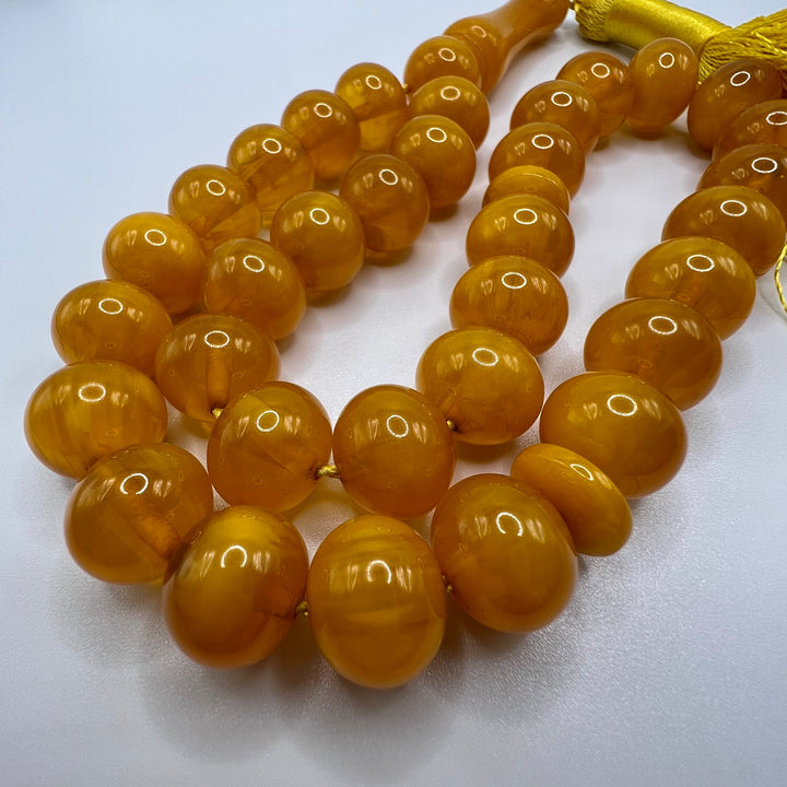 Clear Amber Sandalos Bakelite Tasbih سندلس بكلايت مسكي معرق قديم⁩⁩ - AlAliGems