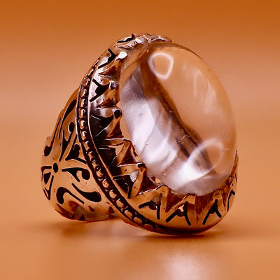 Clear Big Dur Al Najaf Stone Ring | خاتم در النجف الاصلي | Genuine Dur E Najaf Stone Ring | US Size 11.5 - Al Ali Gems