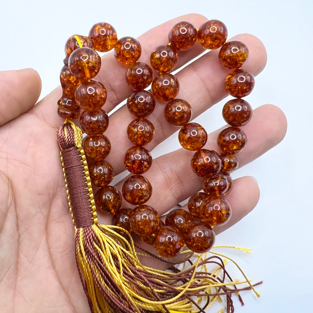 Round Shape Pressed Amber Baltic Tasbih Beads - Al Ali Gems