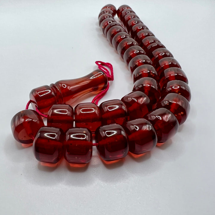 Vintage Red/Flakes Bakelite Tasbih Sandalos Tasbih سبحة بكلايت الماني احمر - Al Ali Gems