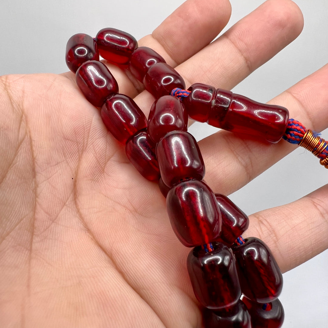 Vintage Oval Red Bakelite Tasbih Sandeloos Tasbih - سبحة بكلايت الماني احمر قديم⁩ - Al Ali Gems