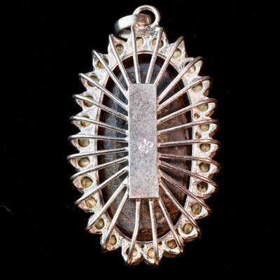 Blue Oval Neyshabur Turquoise Stone Pendant | Feroza Pendant with Cubic Zirconia - Al Ali Gems
