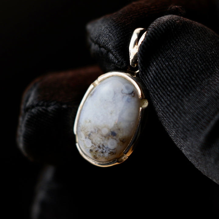 Oval Yemeni Shajari Aqeeq Stone Pendant | Handmade Sterling Silver | قلادة عقيق يماني شجري طبيعي⁩⁩⁩⁩⁩ - AlAliGems
