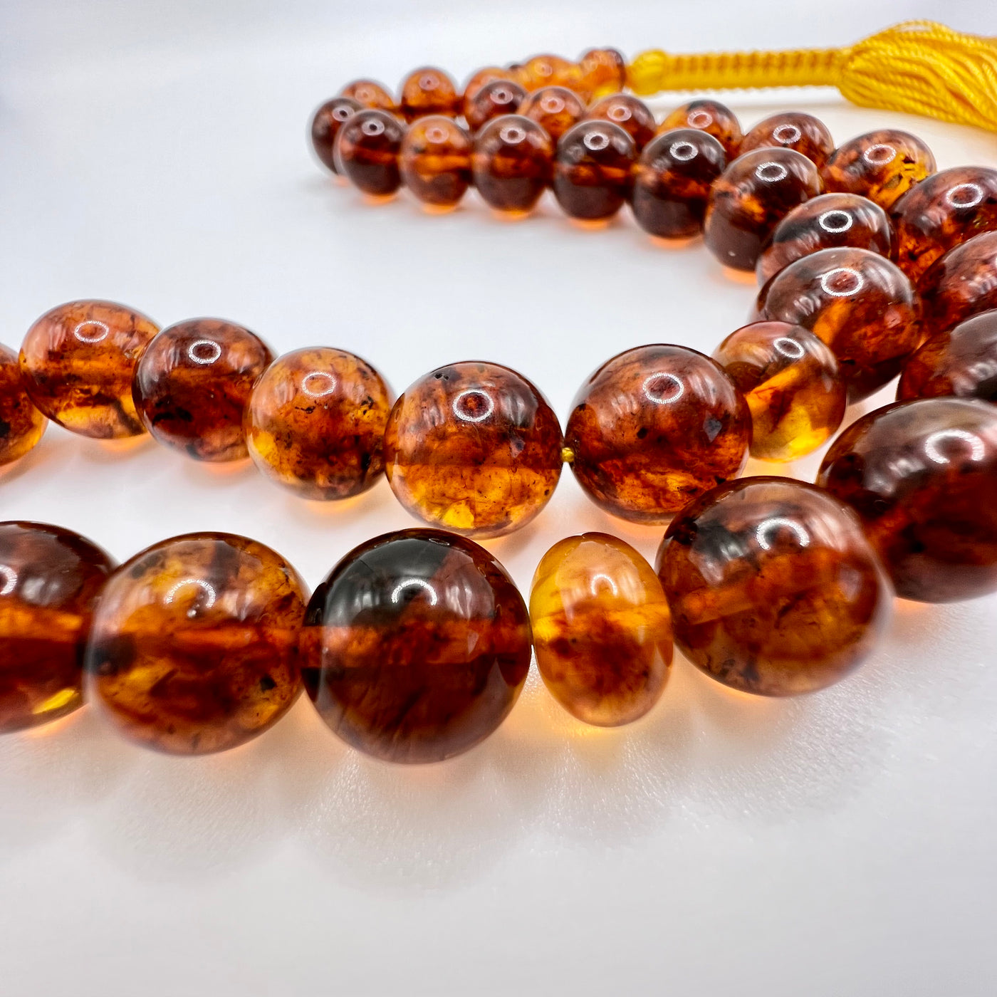 Pressed Amber Baltic Tasbih Beads Dark - Al Ali Gems