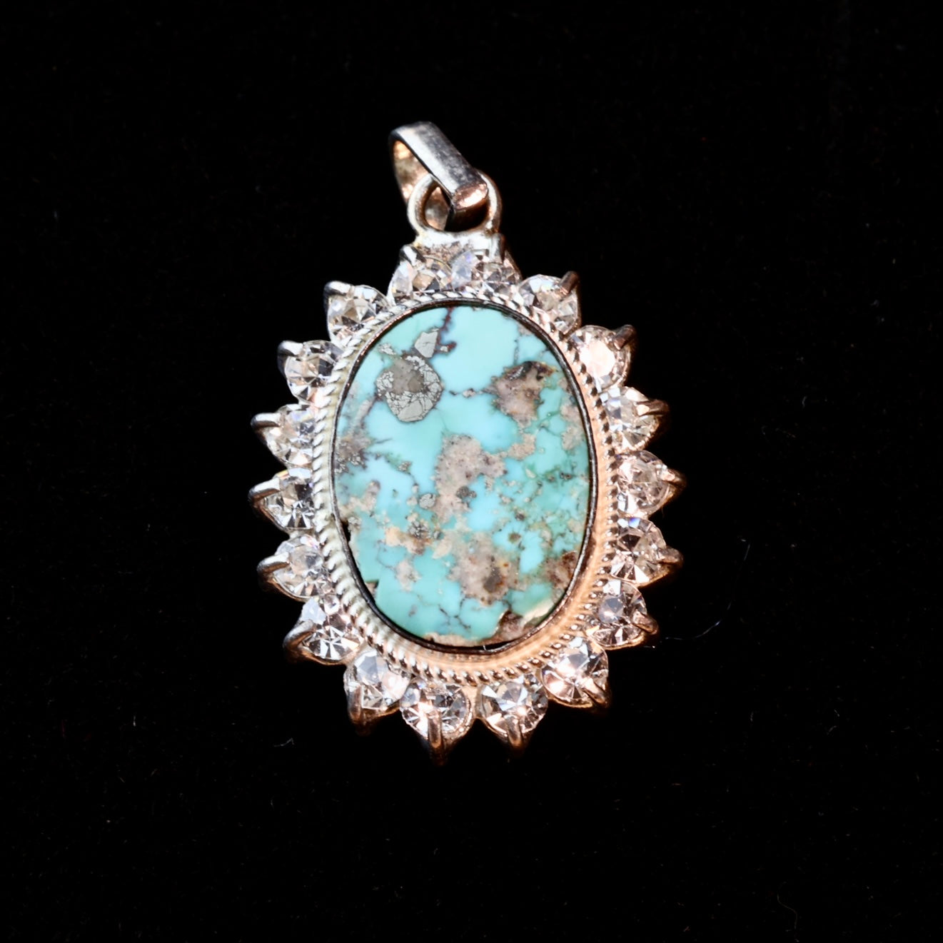 Neyshabur Turquoise Stone Pendant | Feroza Pendant with Cubic Zirconia - Al Ali Gems